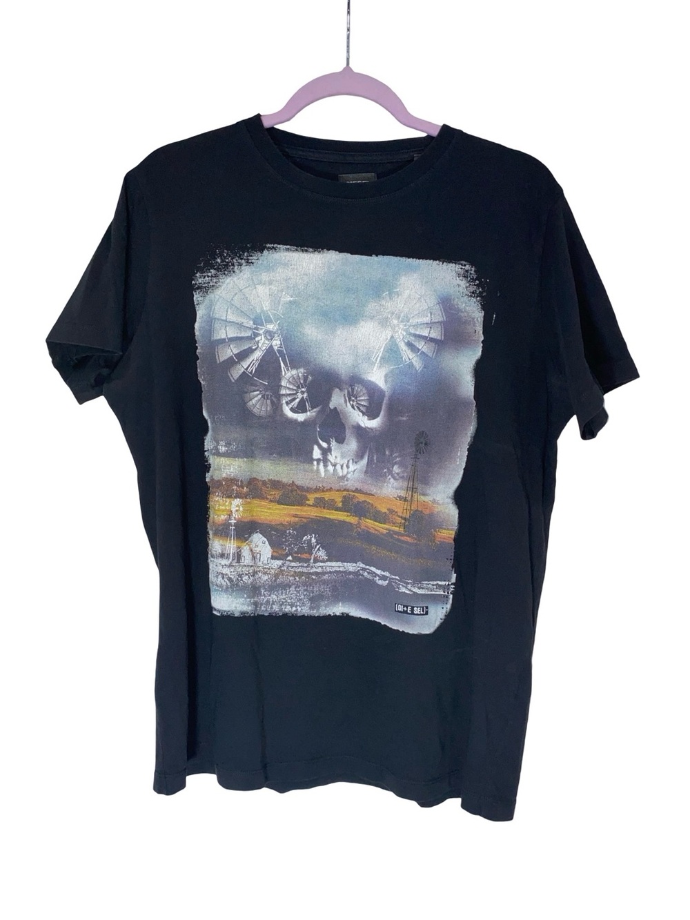 Diesel Black Graphic Skull‎ & Windmill Short Sleeve Tee